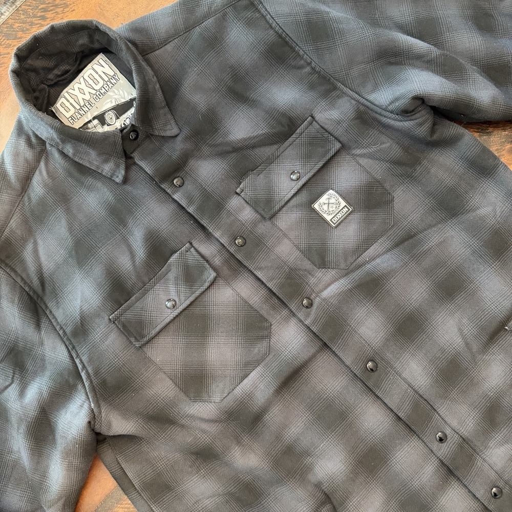 Dixxon Honcho Jacket Mens XL Gray Plaid Sherpa Lined Flannel Snap Front